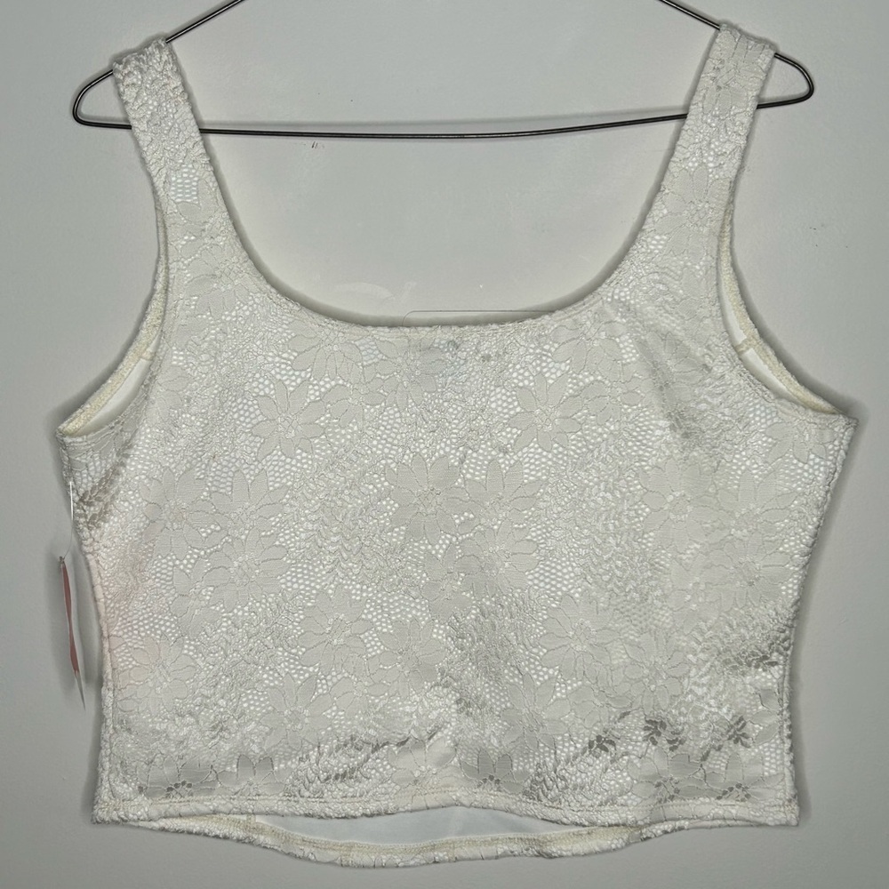 Arula Women’s 1X Gardenia Lace Crop Faux Corset Top Cream Cottagecore Whimsy - Picture 6 of 8